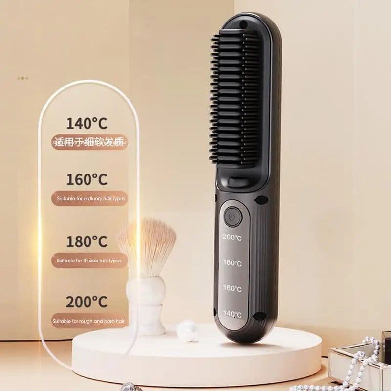 image-Brush Straightener for Women Negative Ion Straightener Brush Hair