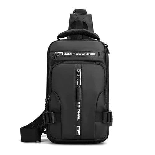 image-Men Sling Backpack Cross body Shoulder Chest Bag with USB Charging