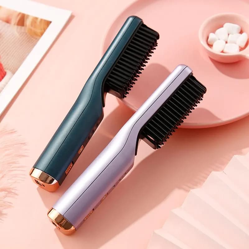 image-Portable Hair Straightener Curling Wireless Ion Comb USB Charge