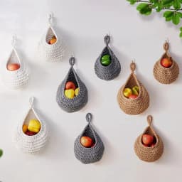 image-Wall Hanging Fruit Baskets For Kitchen 3 Pack Woven Produce Holder