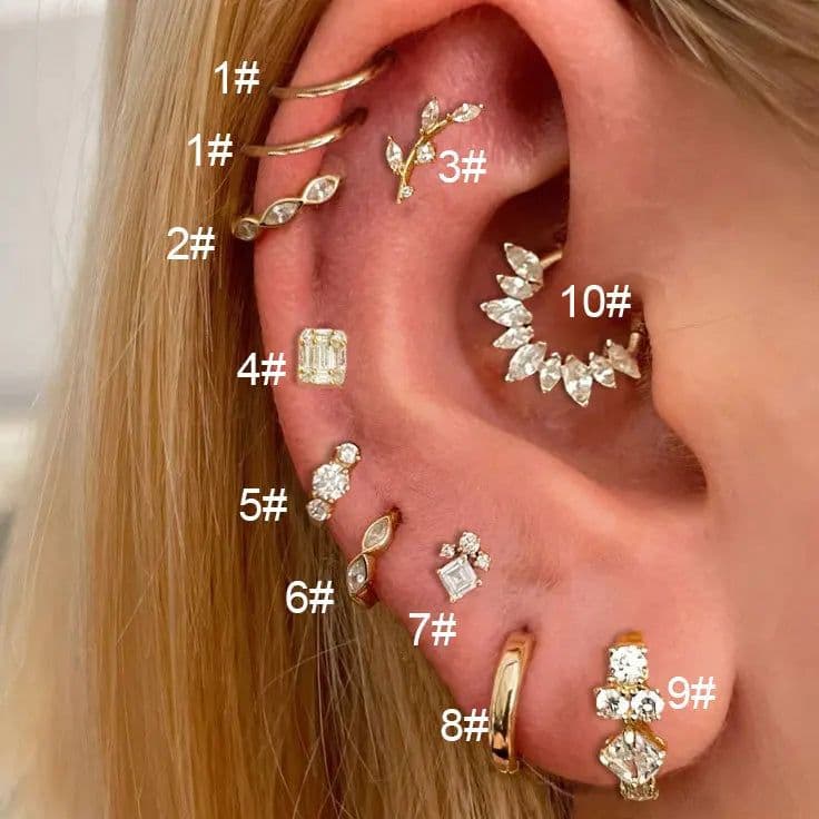 image-Stainless Steel Hoop Earring Women Zirconia Crystal Piercing Ear Daith
