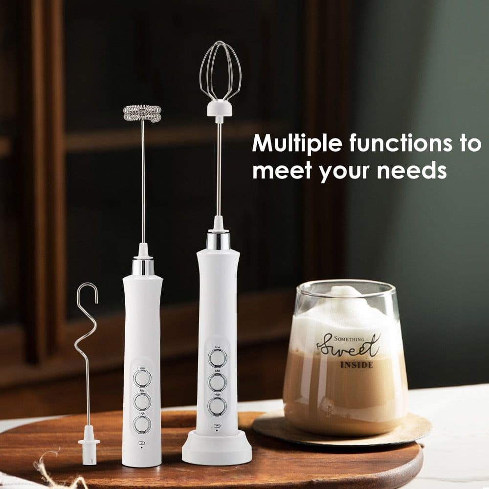 image-3 in 1 Milk Frother Electric Milk Foamer Coffee Blender Portable Mini
