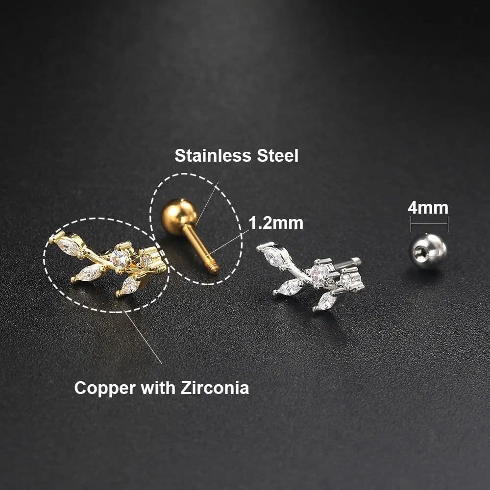 image-Stainless Steel Hoop Earring Women Zirconia Crystal Piercing Ear Daith