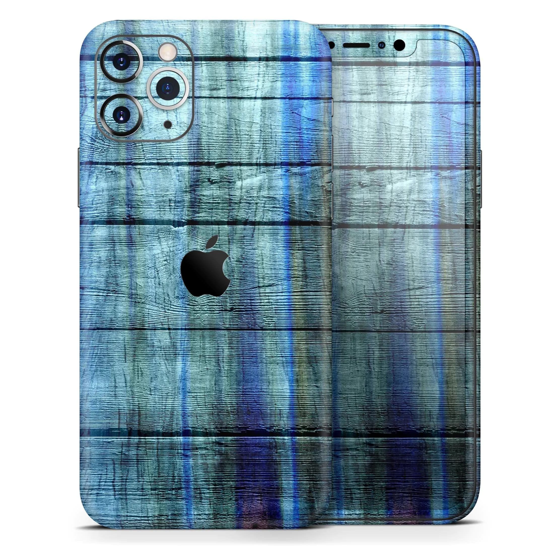 image-Blue and Green Tye-Dyed Wood 2 - Skin-Kit compatible with the Apple