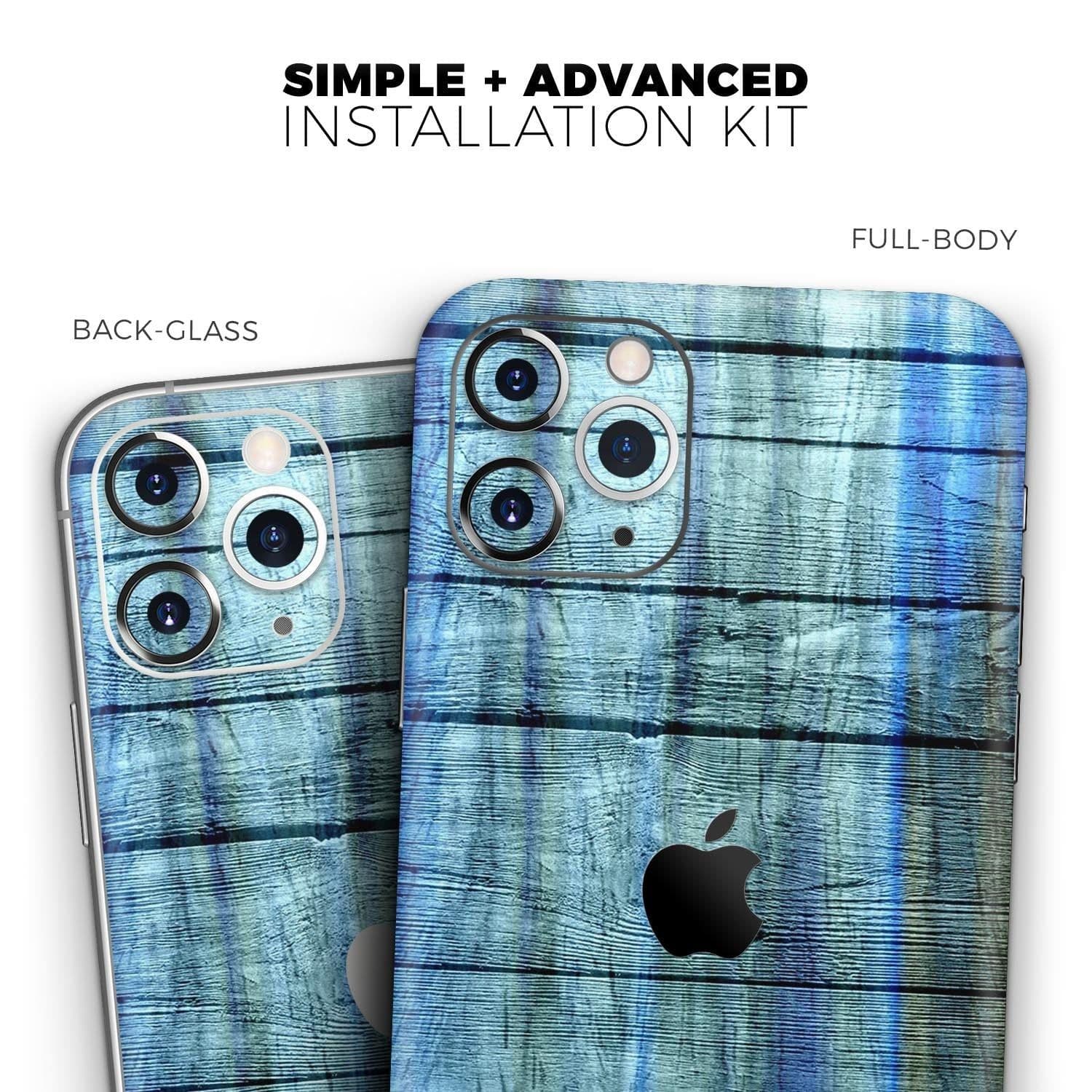 image-Blue and Green Tye-Dyed Wood 2 - Skin-Kit compatible with the Apple