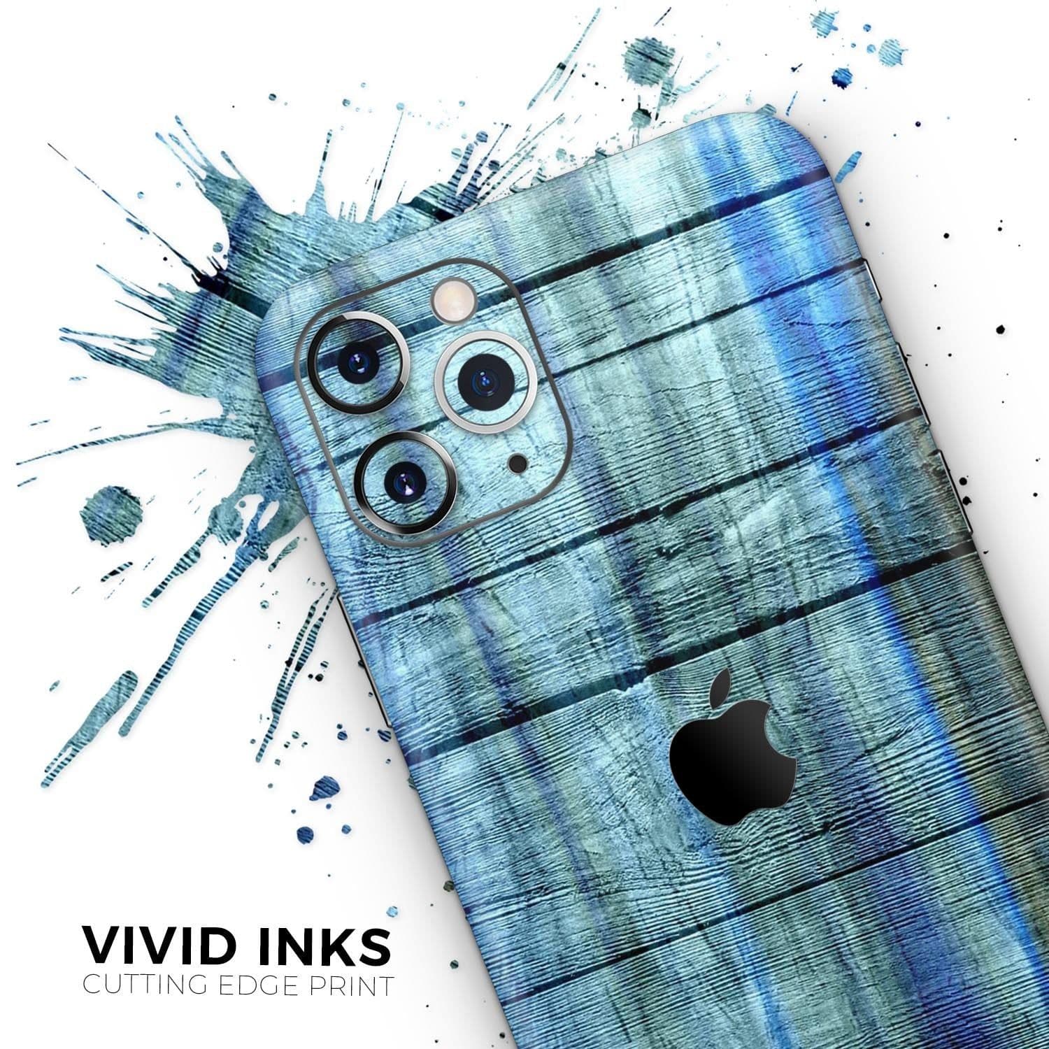 image-Blue and Green Tye-Dyed Wood 2 - Skin-Kit compatible with the Apple