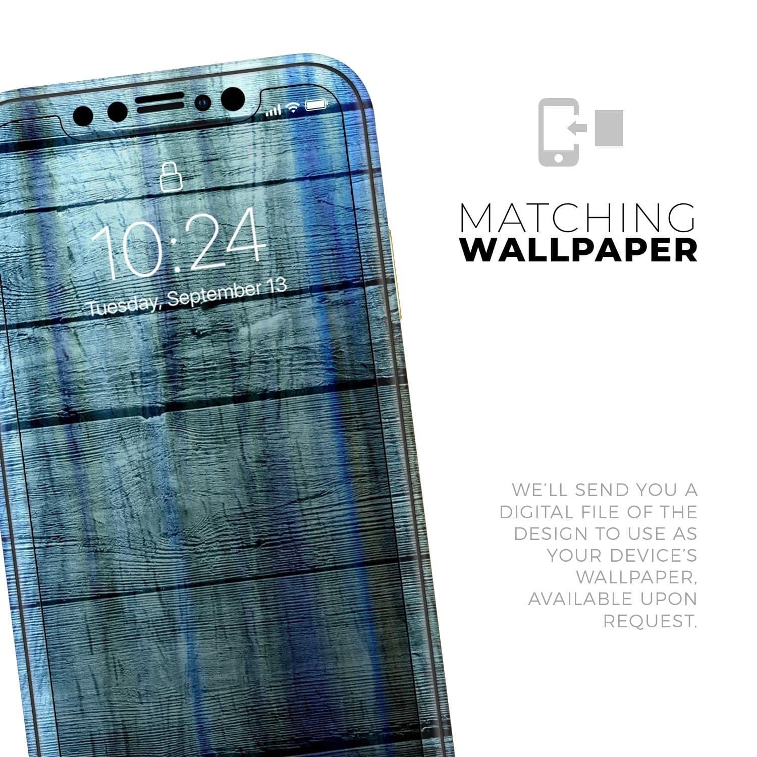 image-Blue and Green Tye-Dyed Wood 2 - Skin-Kit compatible with the Apple