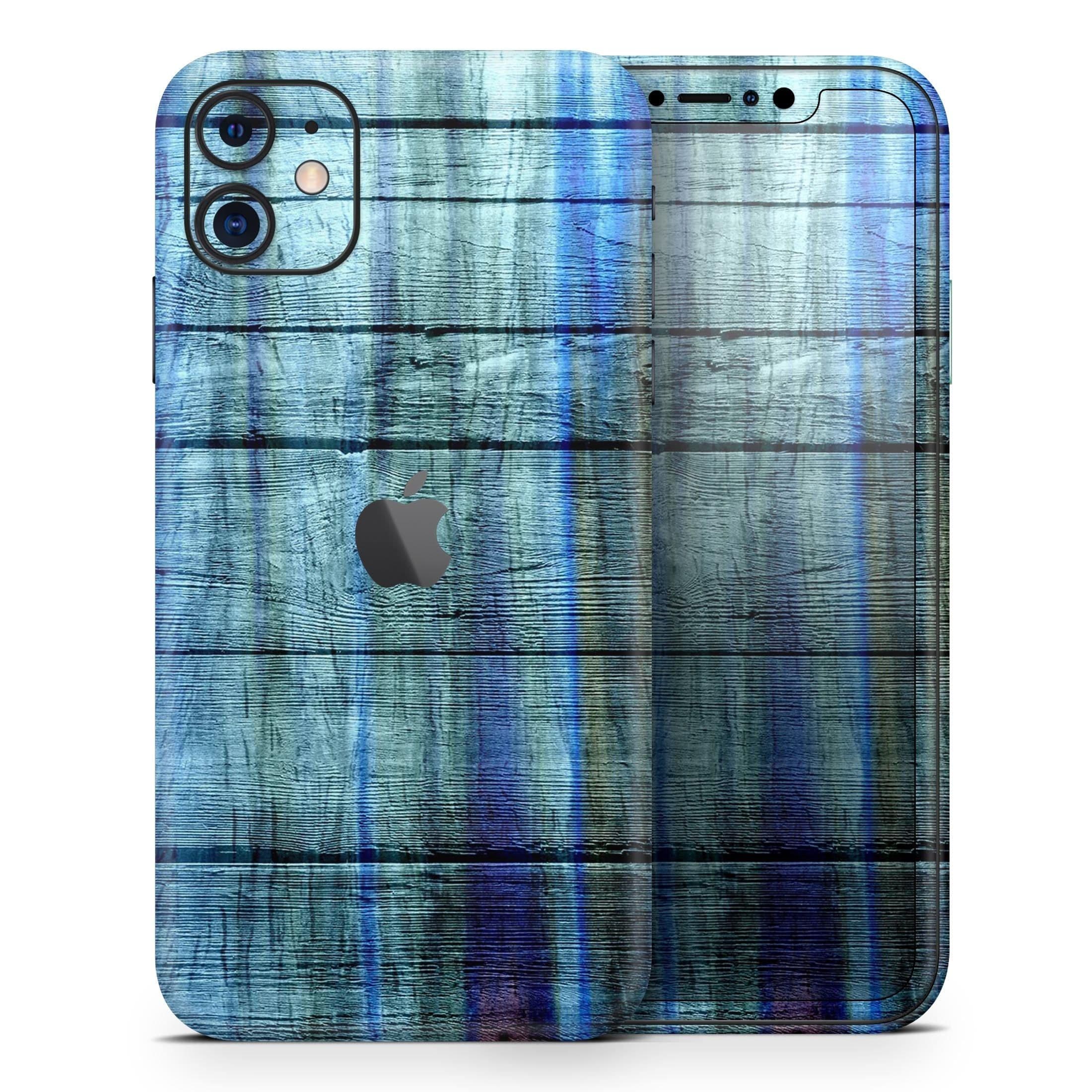 image-Blue and Green Tye-Dyed Wood 2 - Skin-Kit compatible with the Apple