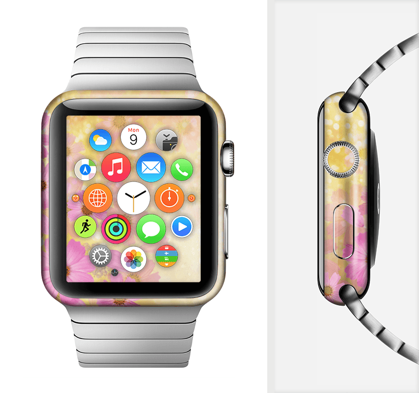 image-The Yellow & Pink Flowerland Full-Body Skin Kit for the Apple Watch
