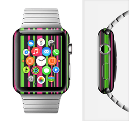 image-The Pink & Green Striped Full-Body Skin Kit for the Apple Watch