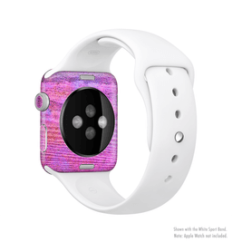 image-The Neon Pink Dyed Wood Grain Full-Body Skin Kit for the Apple Watch