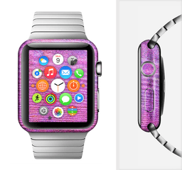 image-The Neon Pink Dyed Wood Grain Full-Body Skin Kit for the Apple Watch
