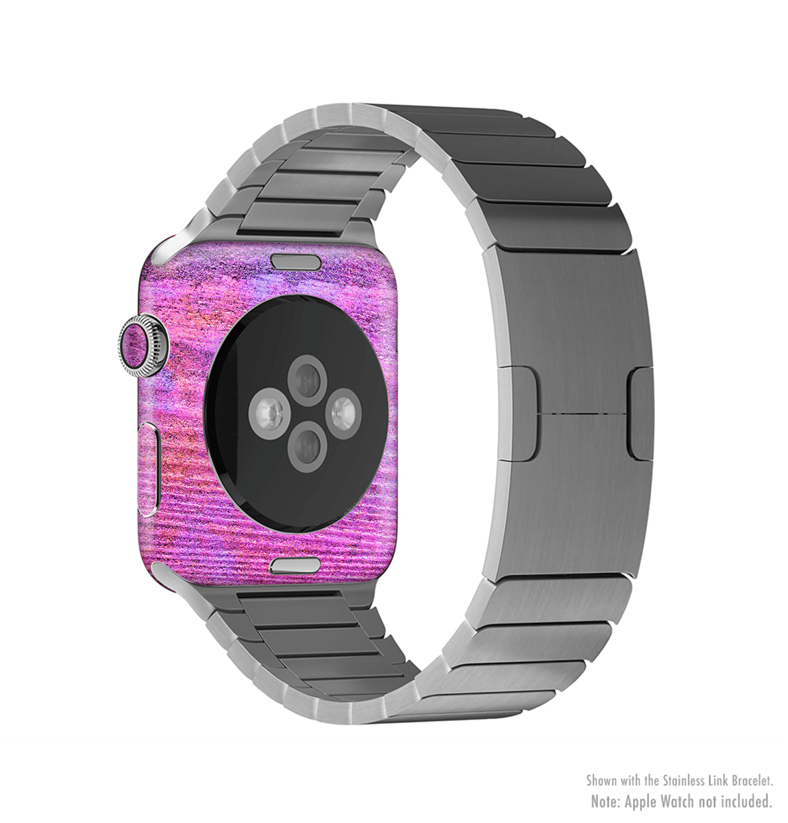 image-The Neon Pink Dyed Wood Grain Full-Body Skin Kit for the Apple Watch