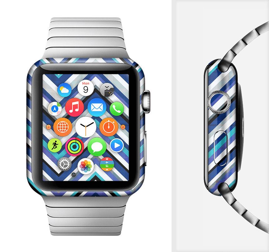 image-The Vibrant Blue Sharp Chevron Full-Body Skin Kit for the Apple Watch