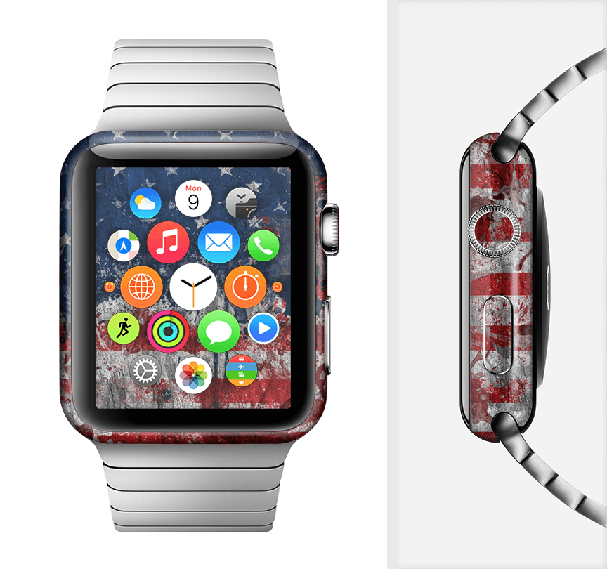 image-The Grungy American Flag Full-Body Skin Kit for the Apple Watch
