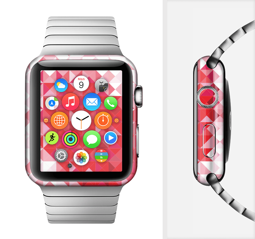 image-The Geometric Faded Red Heart Full-Body Skin Kit for the Apple Watch