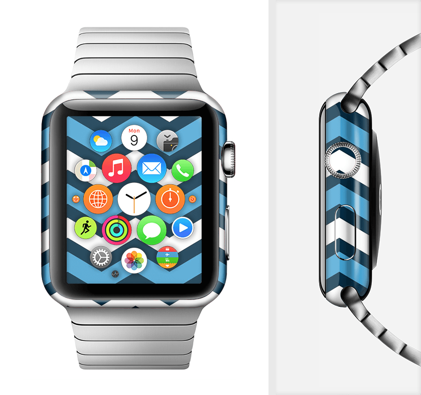 image-The Blue Wide Chevron Pattern Full-Body Skin Kit for the Apple Watch
