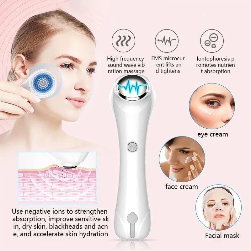 image-Electric Facial Cleansing Brush EMS Lifting and Introduction Massager