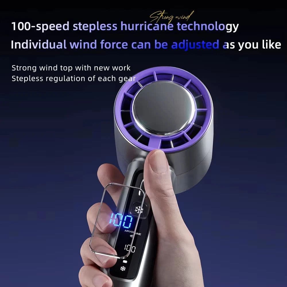 image-Portable Handheld Turbo Fan 100 Wind Speeds Adjustable Mini Personal