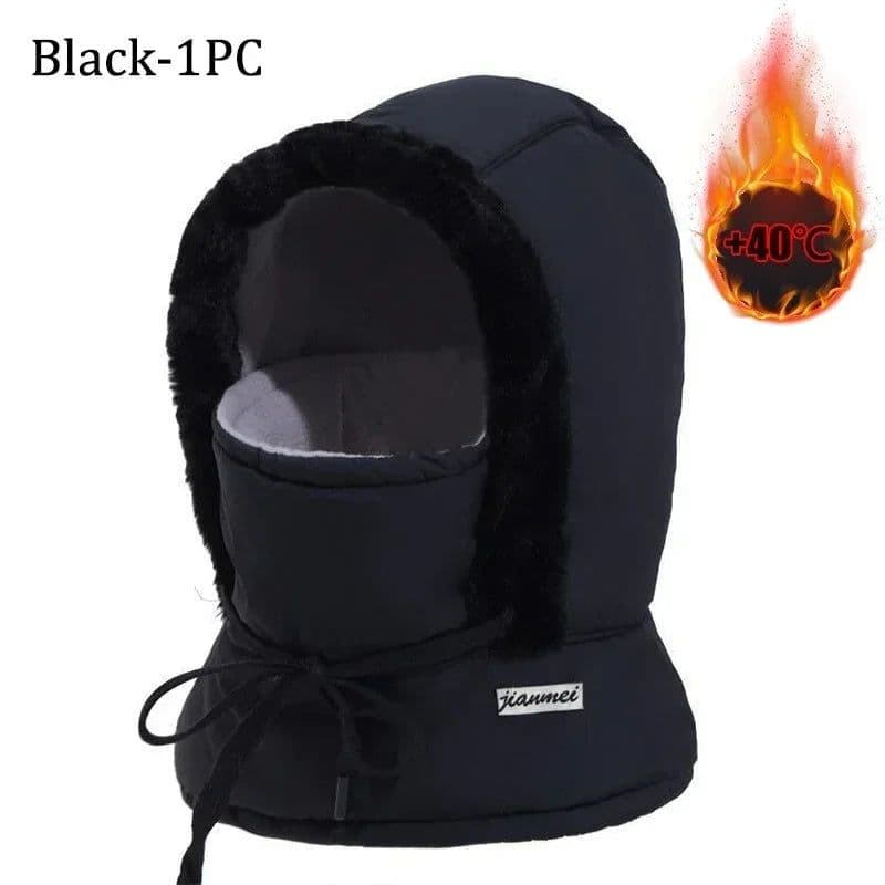 image-Cold Weather Thermal Balaclava Scarf Winter Windproof Hood Hat Plush Neck Warmer Ski Face Mask for Outdoor Activities