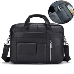 image-Men Genuine Leather Handbags Casual Leather Laptop Bags Male Business Travel Messenger Bags Men's Crossbody Shoulder Bag