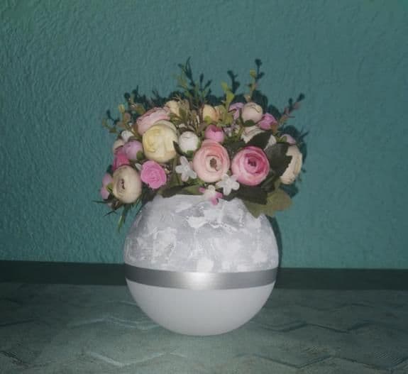 image-Handpainted Glass Vase for Flowers | Painted Art Glass Round Bubble Vase | Interior Design Home Room Decor | Table vase 6 in | 5578/180/sh106