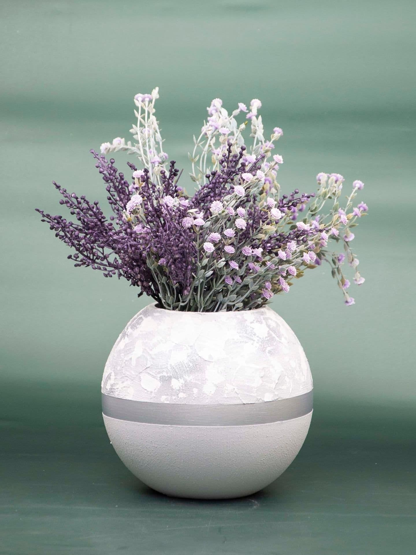 image-Handpainted Glass Vase for Flowers | Painted Art Glass Round Bubble Vase | Interior Design Home Room Decor | Table vase 6 in | 5578/180/sh106