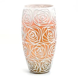 image-Handpainted Glass Vase for Flowers | Painted Art Glass Orange Oval Vase | Interior Design Home Room Decor | Table vase 12 in | 7518/300/sh120.1