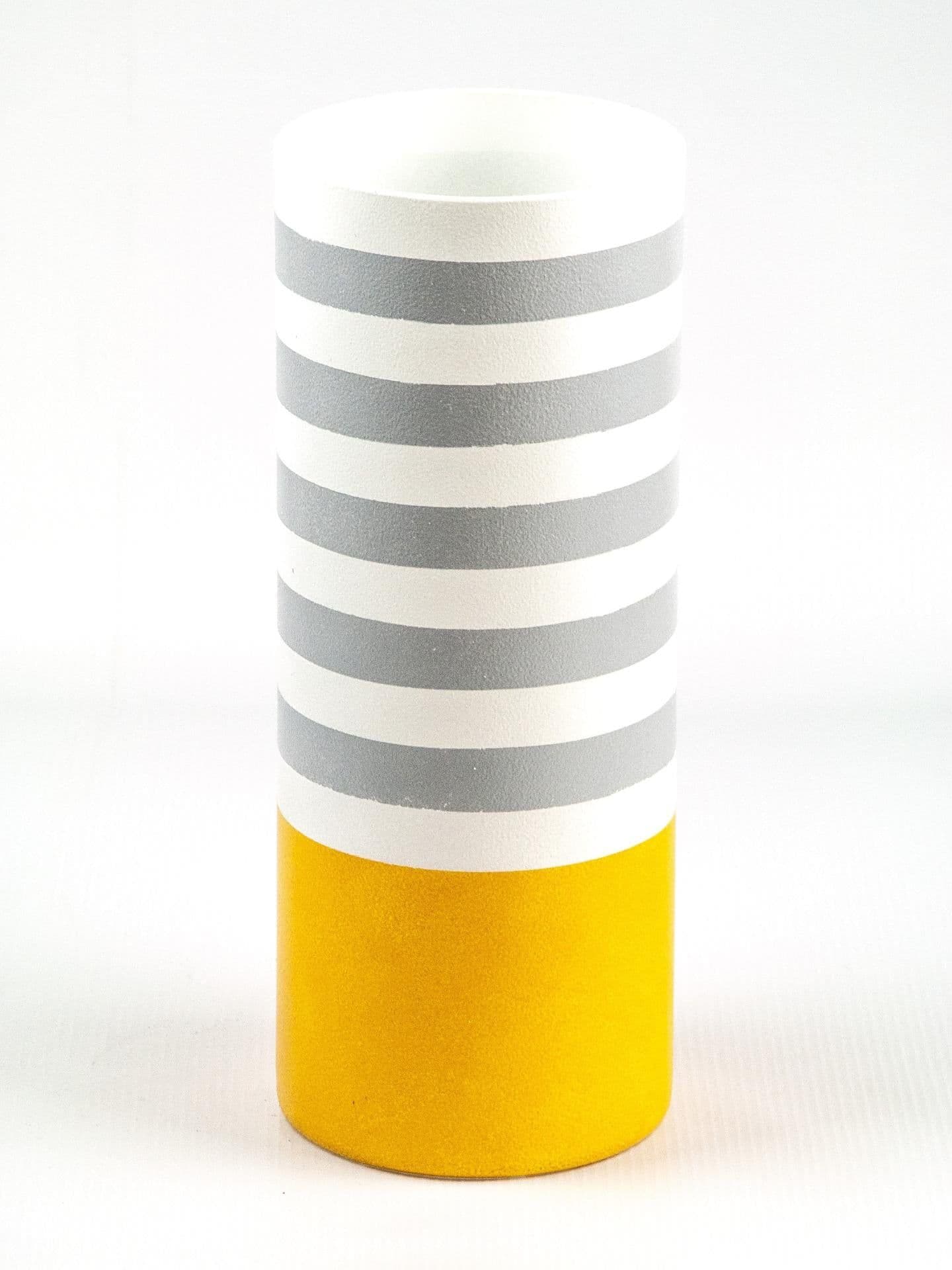 image-Handpainted Glass Vase for Flowers | Table Vase Art Decorated Yellow Cylinder | Interior Design | Home Decor | 7017/300/sh141.1