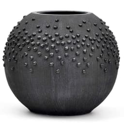 image-Black Glass Vase for Flowers | Painted Art Glass Round Bubble Vase | Interior Design Home Room Decor | Table black vase 6 inch | 5578/180/sh150.4