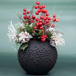 image-Black Glass Vase for Flowers | Painted Art Glass Round Bubble Vase | Interior Design Home Room Decor | Table black vase 6 inch | 5578/180/sh150.4