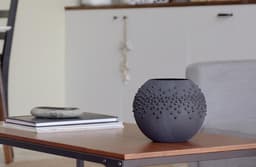 image-Black Glass Vase for Flowers | Painted Art Glass Round Bubble Vase | Interior Design Home Room Decor | Table black vase 6 inch | 5578/180/sh150.4