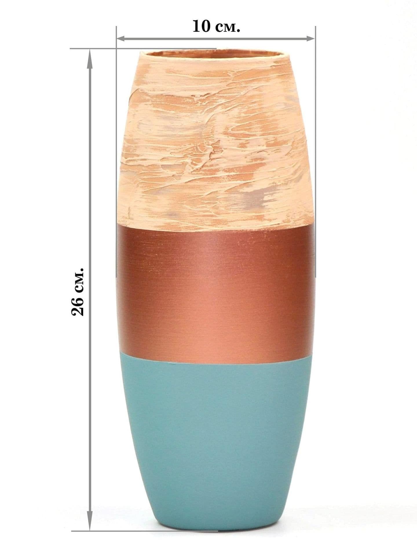 image-Handpainted Art Glass Oval Vase for Flowers | Copper Interior Design | Home Decor | Table vase | 7736/250/sh170