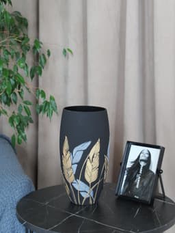 image-Handpainted Glass Vase for Flowers | Painted Art Glass Oval Vase | Nature Home Decor | Table vase 12 inch | 7518/300/sh196