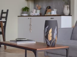 image-Handpainted Glass Vase for Flowers | Painted Art Glass Oval Vase | Nature Home Decor | Table vase 12 inch | 7518/300/sh196