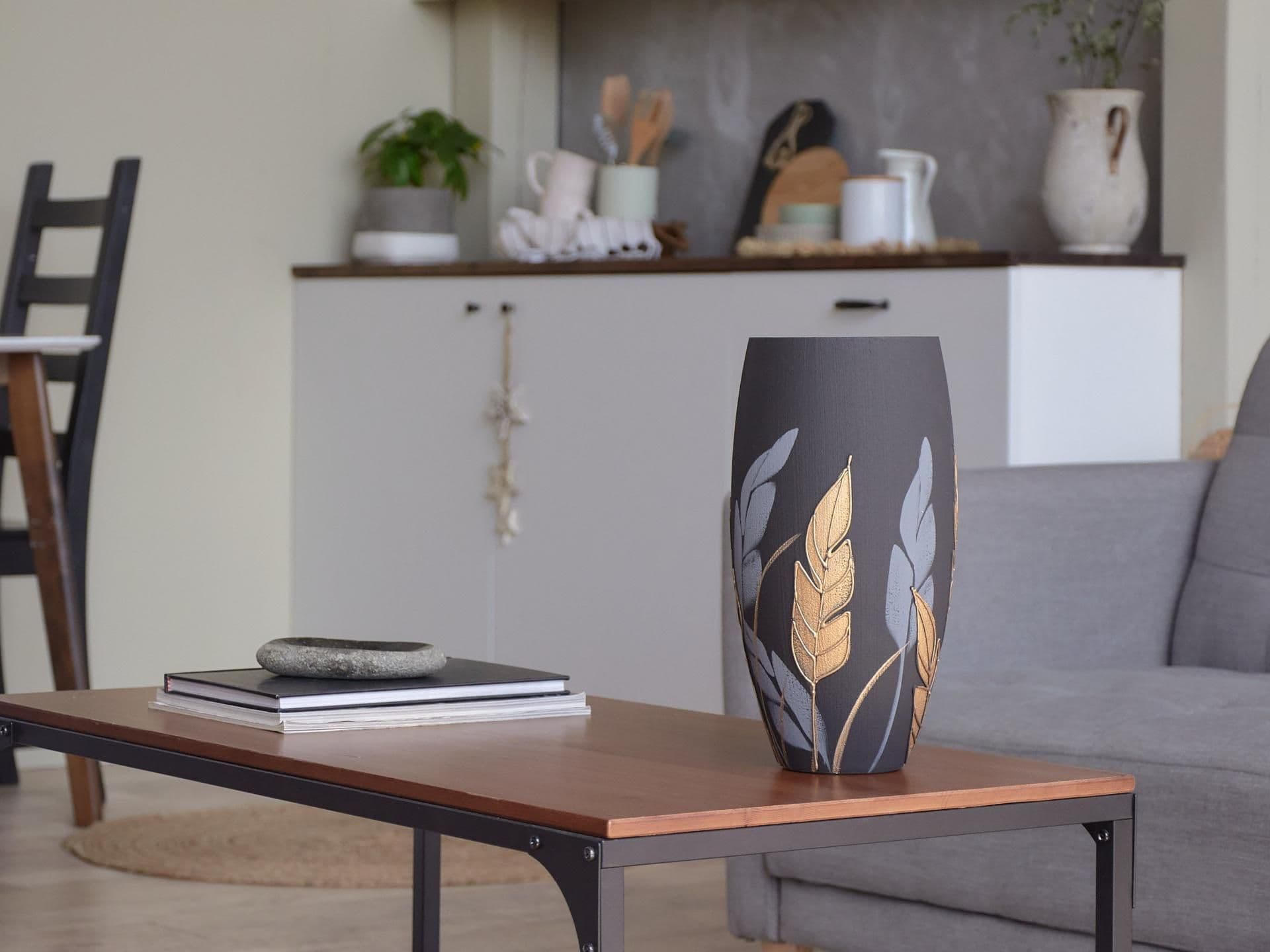 image-Handpainted Glass Vase for Flowers | Painted Art Glass Oval Vase | Nature Home Decor | Table vase 12 inch | 7518/300/sh196