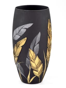image-Handpainted Glass Vase for Flowers | Painted Art Glass Oval Vase | Nature Home Decor | Table vase 12 inch | 7518/300/sh196