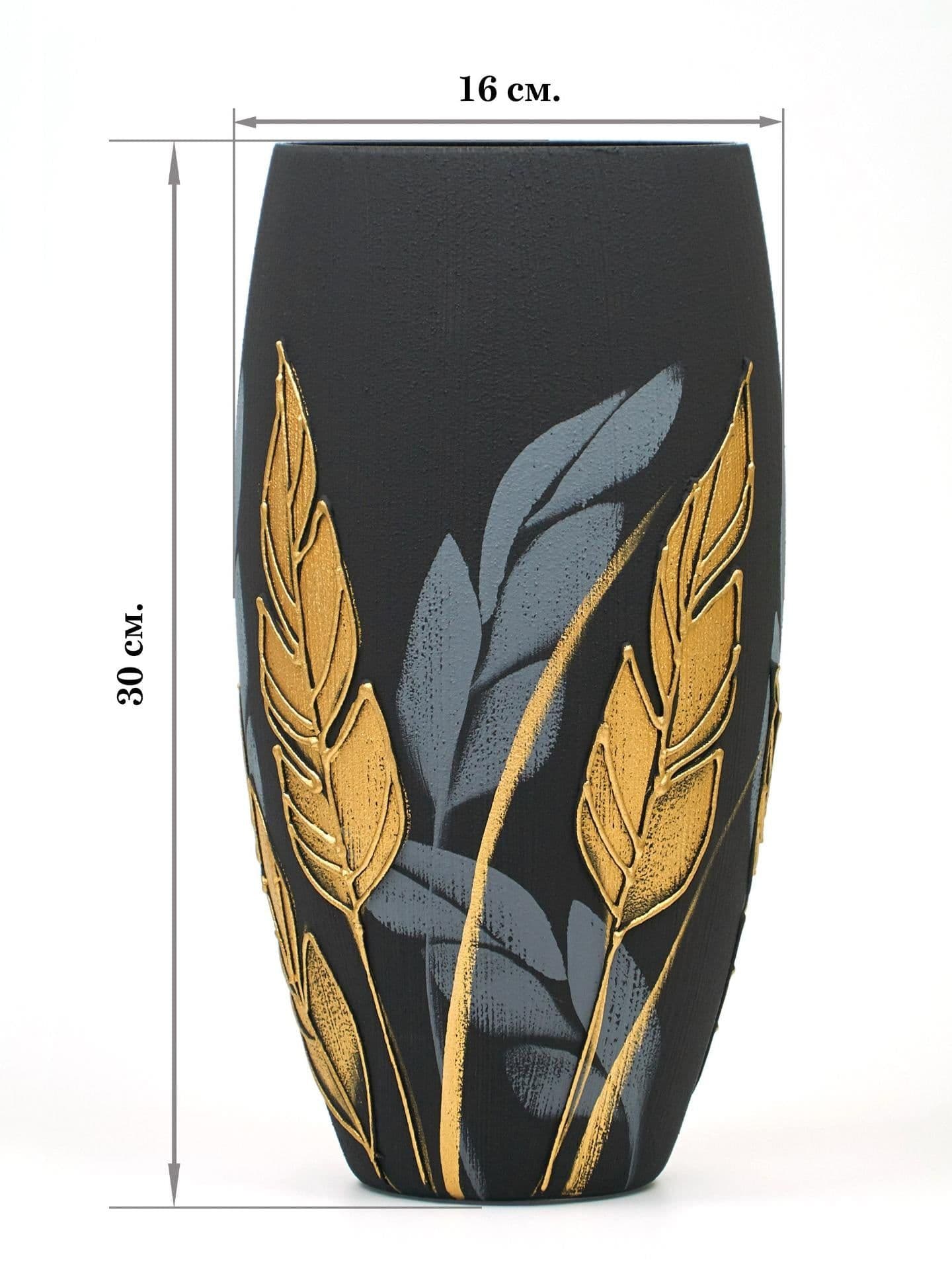 image-Handpainted Glass Vase for Flowers | Painted Art Glass Oval Vase | Nature Home Decor | Table vase 12 inch | 7518/300/sh196