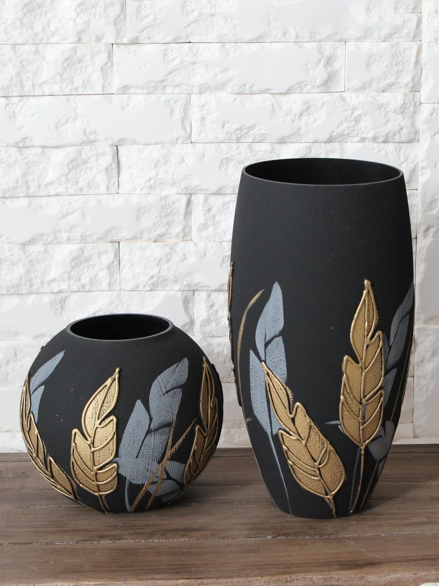 image-Handpainted Glass Vase for Flowers | Painted Art Glass Oval Vase | Nature Home Decor | Table vase 12 inch | 7518/300/sh196