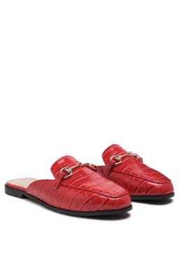 image-Begonia Buckled Faux Leather Croc Mules