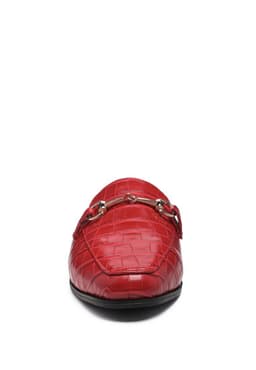 image-Begonia Buckled Faux Leather Croc Mules