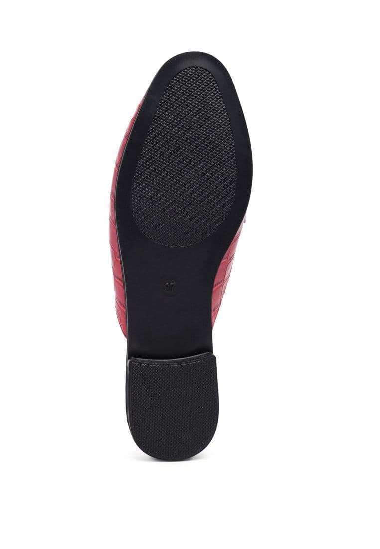 image-Begonia Buckled Faux Leather Croc Mules