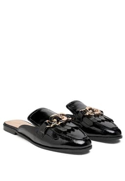 image-Gladioli Metal Buckled Fringe Detail Mules