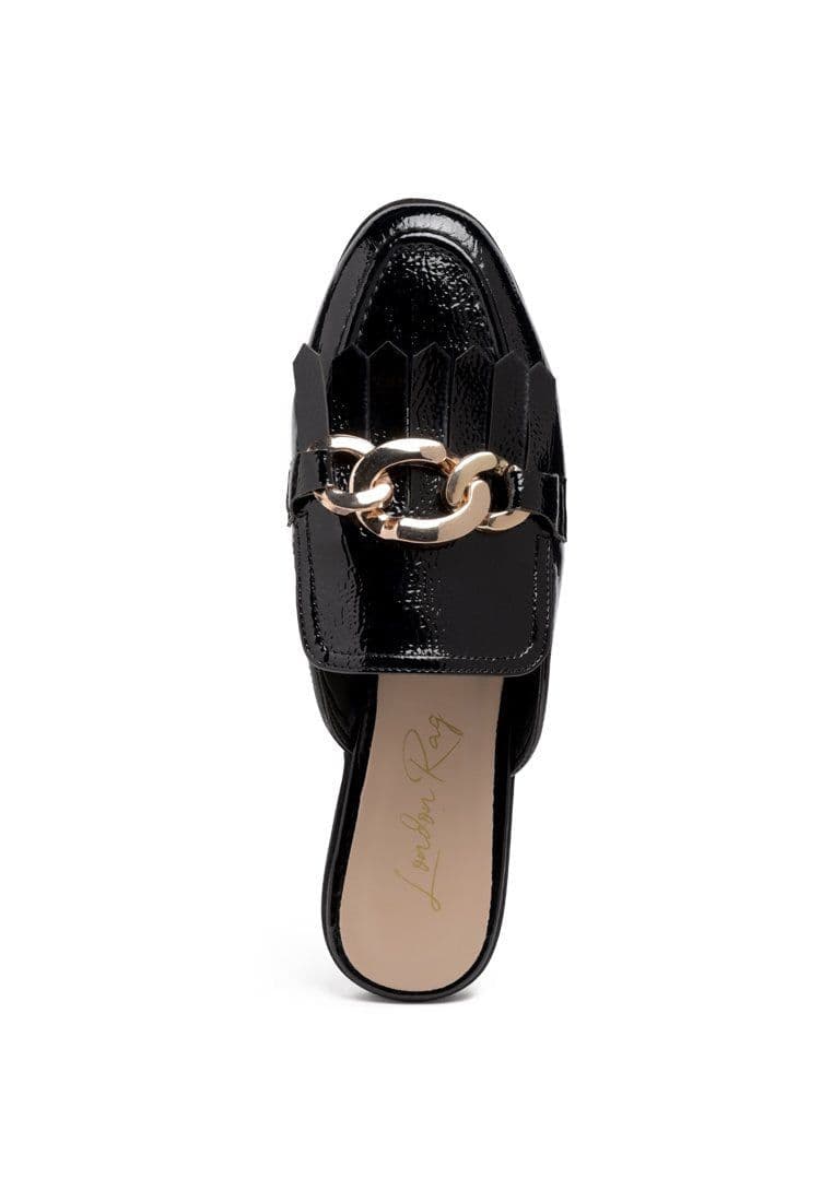image-Gladioli Metal Buckled Fringe Detail Mules