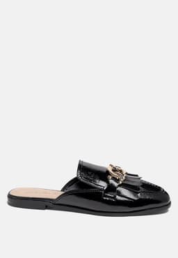 image-Gladioli Metal Buckled Fringe Detail Mules