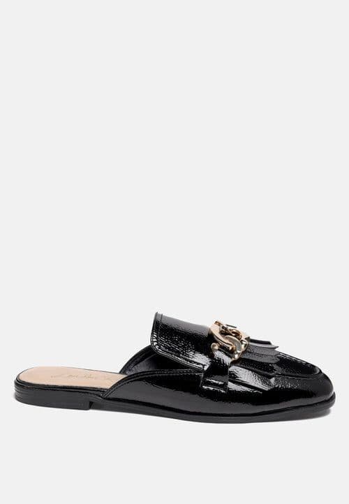 image-Gladioli Metal Buckled Fringe Detail Mules