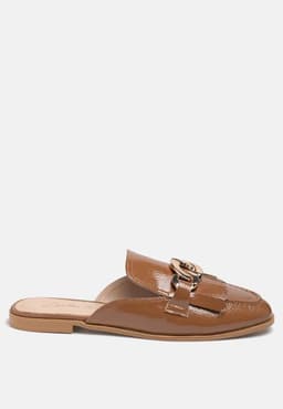 image-Gladioli Metal Buckled Fringe Detail Mules