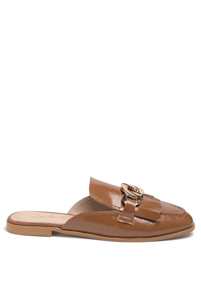 image-Gladioli Metal Buckled Fringe Detail Mules