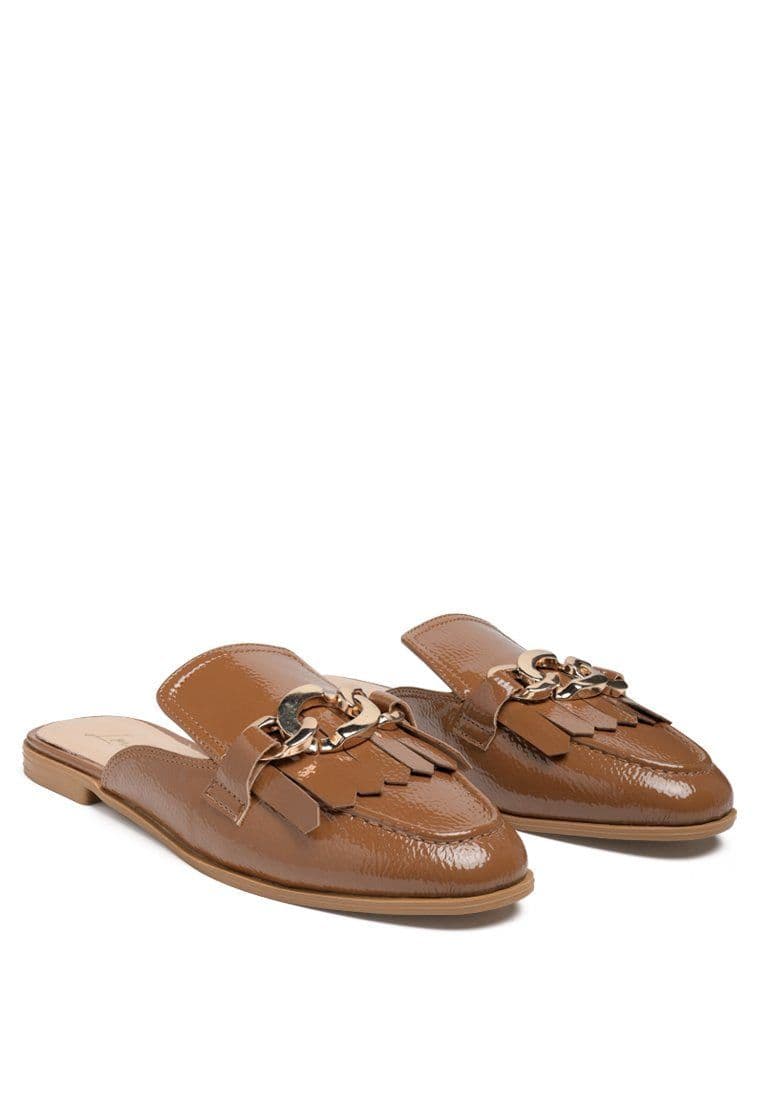 image-Gladioli Metal Buckled Fringe Detail Mules