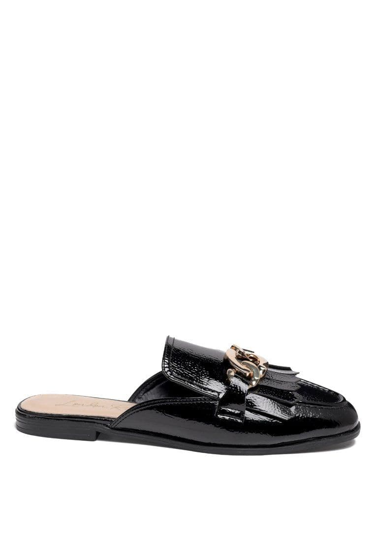 image-Gladioli Metal Buckled Fringe Detail Mules